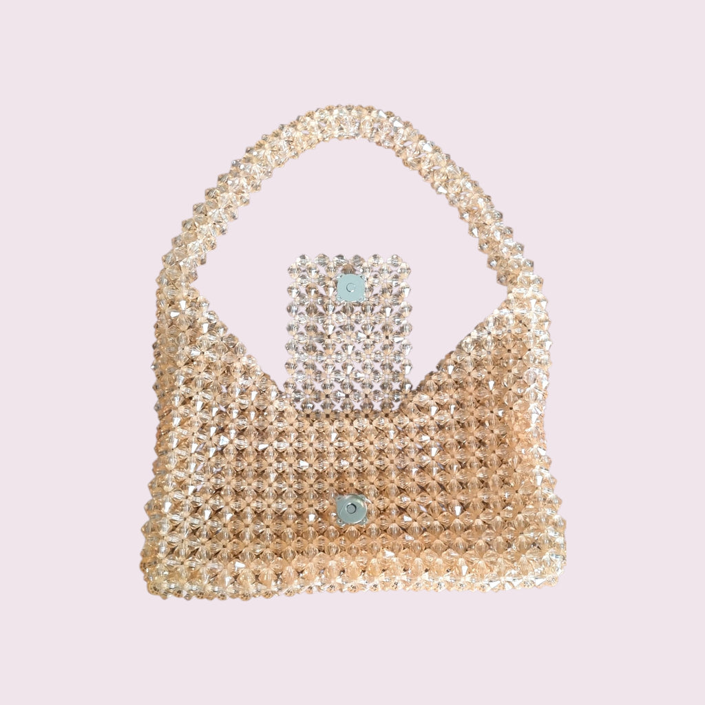 unique pearl bag - champagne