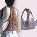 unique pearl bag - sparkling silver