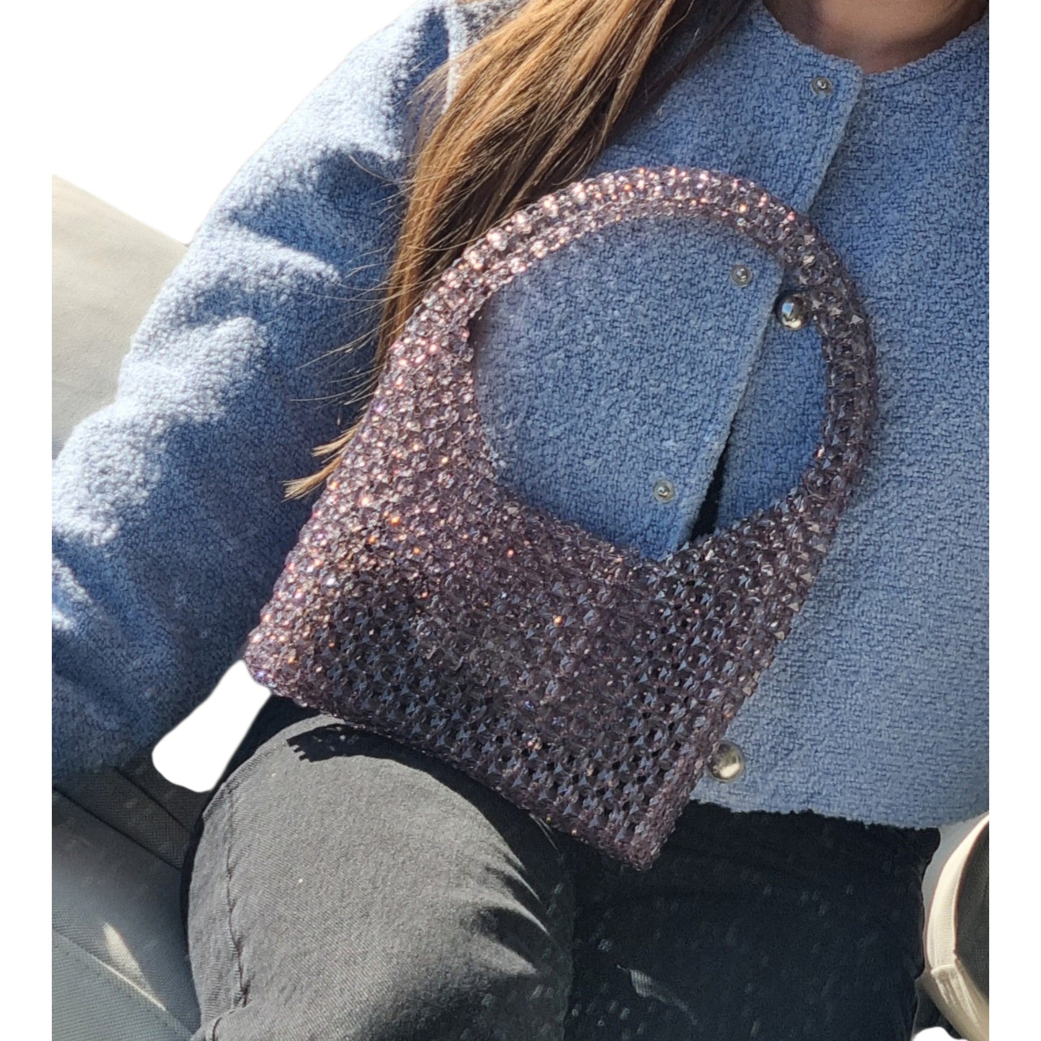 unique pearl bag - sparkling silver