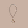 Small glass pearl keychain - champagne