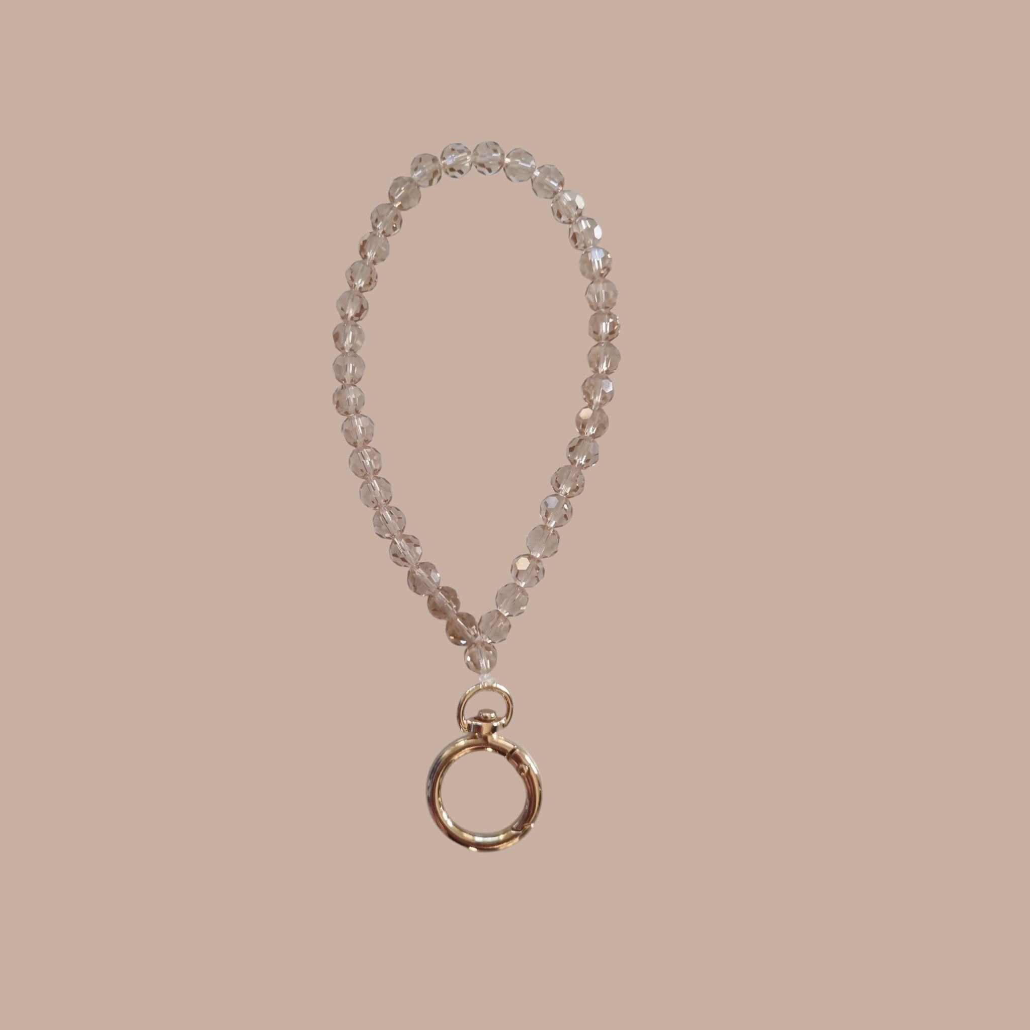 Small glass pearl keychain - champagne