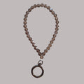 Small glass pearl keychain - dark gray