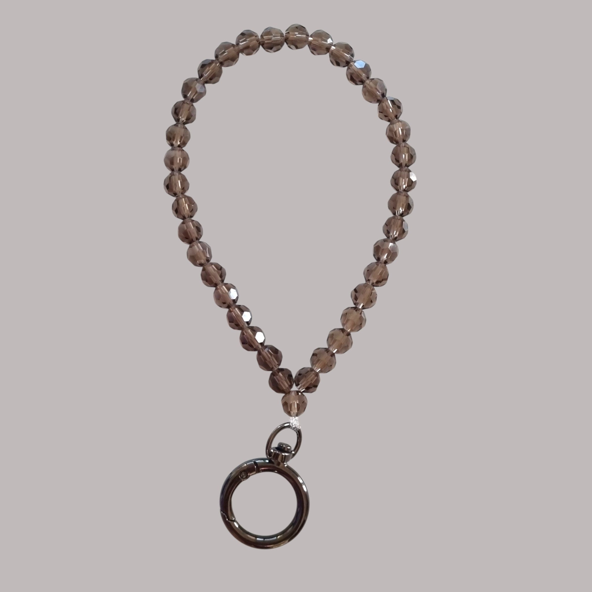 Small glass pearl keychain - dark gray