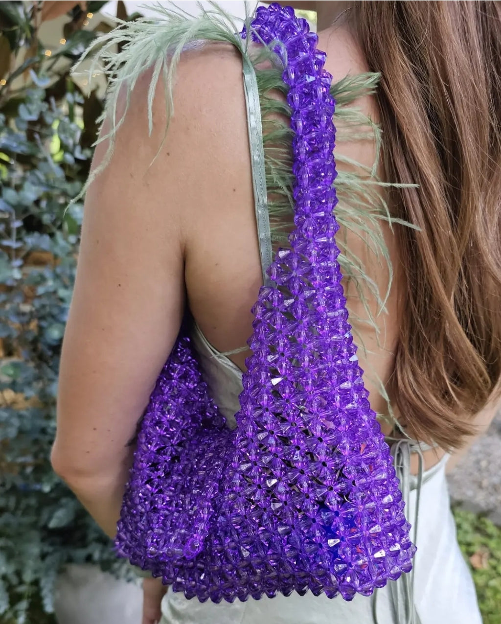 unique pearl bag - dark purple