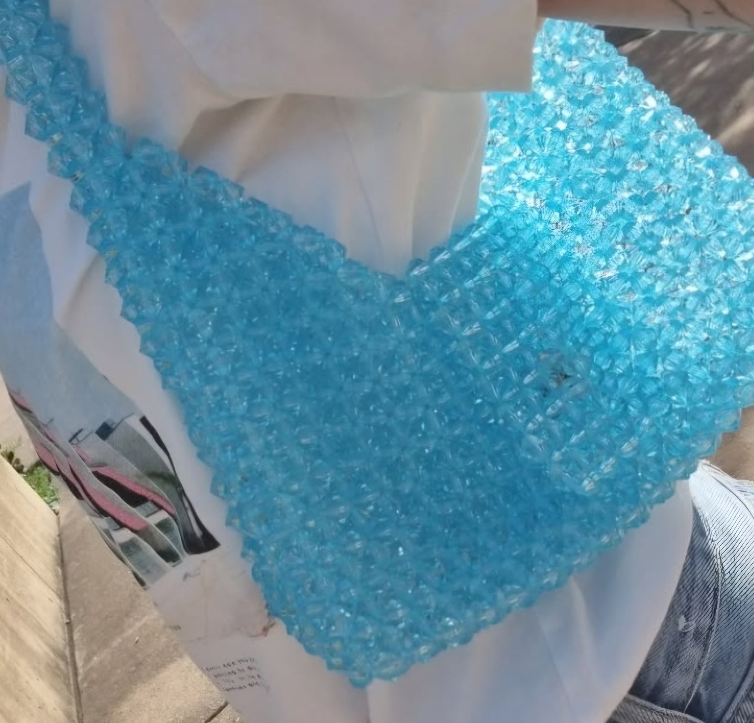 unique pearl bag - strong turquoise